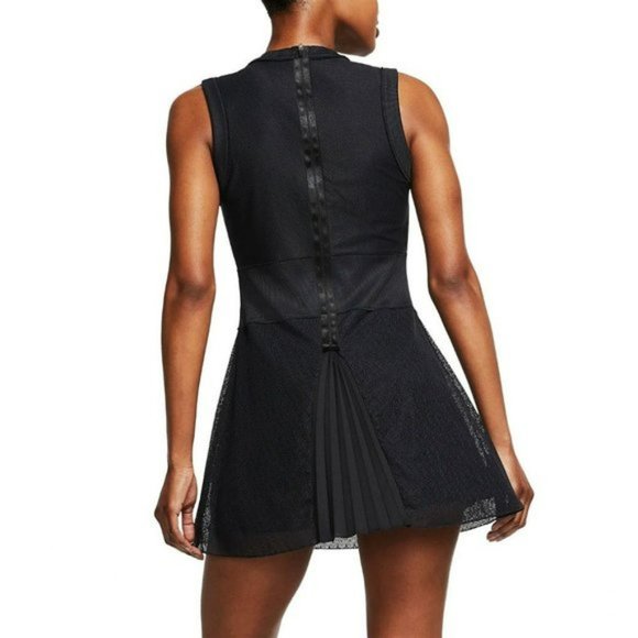 Nwt Nike Black Tennis Dress w/ Zipper pleated skirt L Large - Picture 1 of 6